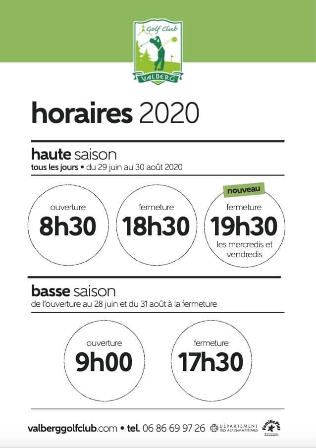Le Valberg Golf Club, golf de montagne des Alpes Maritimes en France, horaires d'ouvertures Horaires Valberg