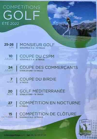 Compétitions, Tournois Valberg Golf Club